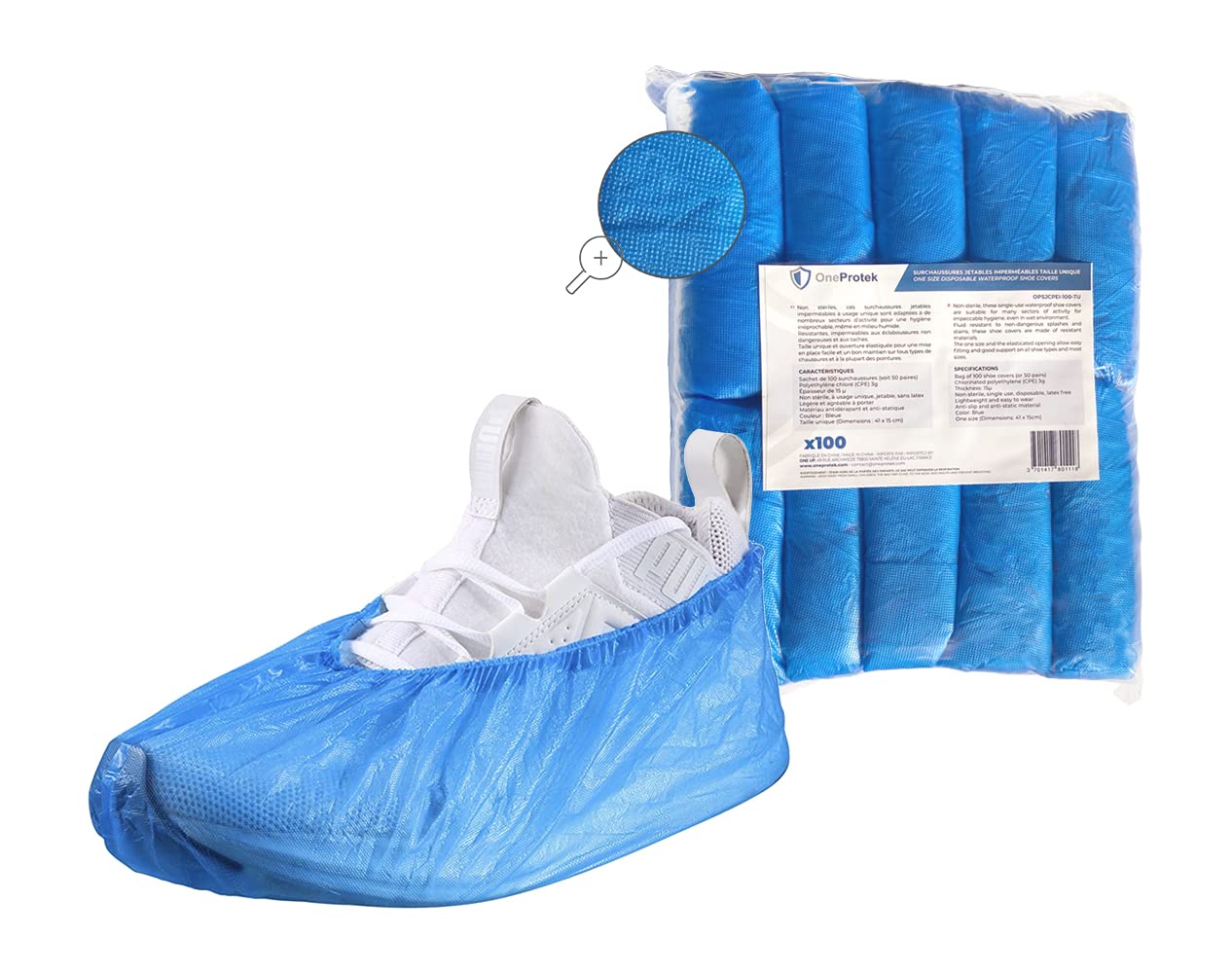 Surchaussure bleu 100 pcs